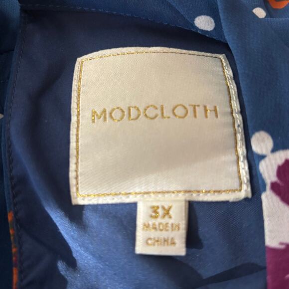 ModCloth Made Marvelous Floral Maxi Chiffon Dress Blue 3X Cottagecore Feminine - Picture 6 of 10